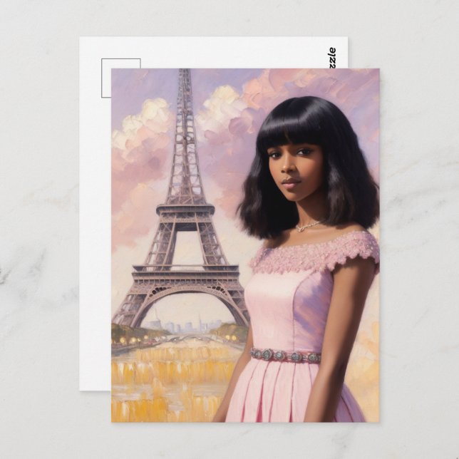 Cartão Postal Arte Parisiense Rosa Negra Francesa (Frente/Verso)