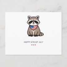 Arte Patriótica de Guaxinim Feliz 4 de Julho