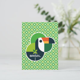 Cartão Postal Arte Personalizada de Tucano Geométrico Tropical d