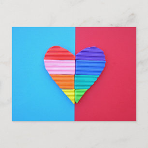 Cartão Postal Arte Pop Amor Gêmeo Corações de Chuva de Cores do