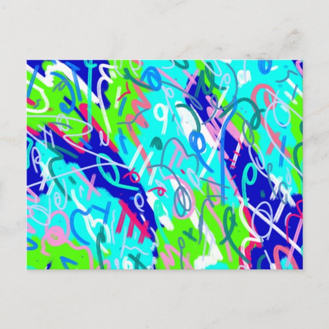 Cartão Postal Arte Pop azul e verde (Frente)