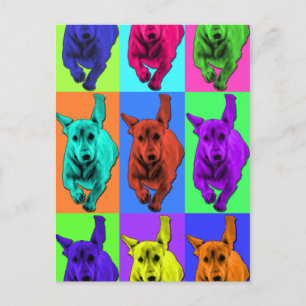 Cartão Postal Arte Pop Cachorro Correndo com as Orelhas Balançan