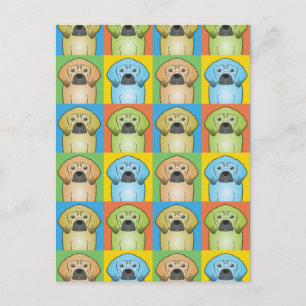 Cartão Postal Arte Pop de desenho animado de cão Puggle