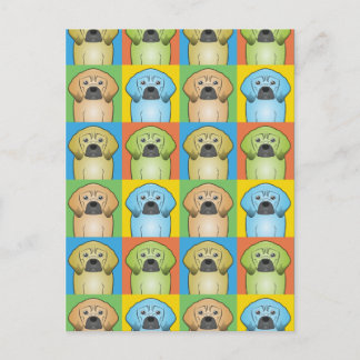 Cartão Postal Arte Pop de desenho animado de cão Puggle