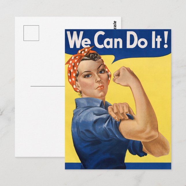 Cartão Postal Arte Pop de Empoderamento Feminino Clássico (Frente/Verso)