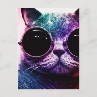 Cartão Postal Arte Pop de Gato Hipster