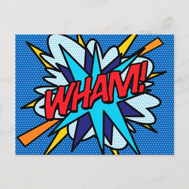 Cartão Postal Arte Pop de Quadrinhos Divertidos da WHAM (Frente)