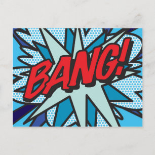 Cartão Postal Arte Pop de Quadrinhos Divertidos e Retrô BANG