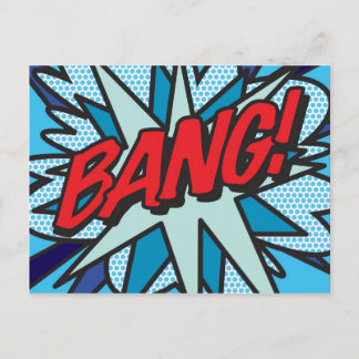 Cartão Postal Arte Pop de Quadrinhos Divertidos e Retrô BANG