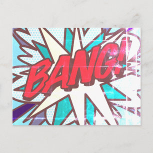 Cartão Postal Arte Pop de Quadrinhos Divertidos e Retrô BANG