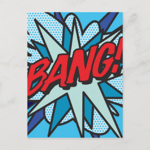Cartão Postal Arte Pop de Quadrinhos Divertidos e Retrô BANG