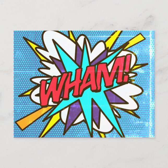 Cartão Postal Arte Pop de Quadrinhos Divertidos Retro da WHAM (Frente)