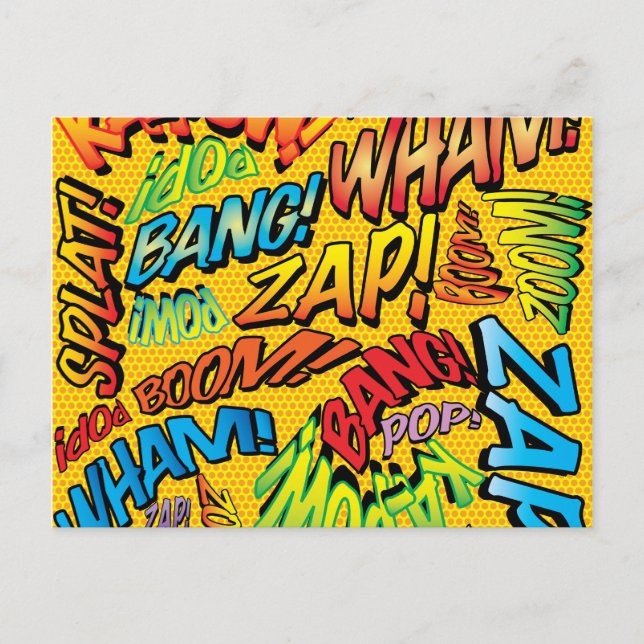 Cartão Postal Arte Pop de Quadrinhos Retrô Divertida (Frente)