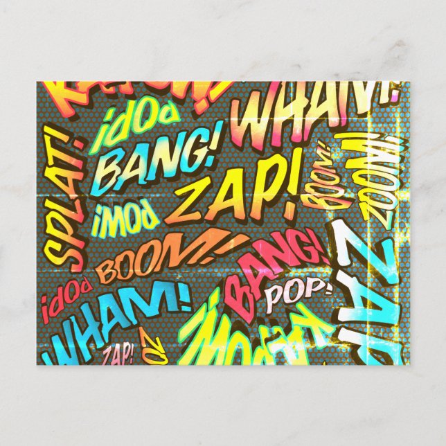 Cartão Postal Arte Pop de Quadrinhos Retrô Divertida (Frente)