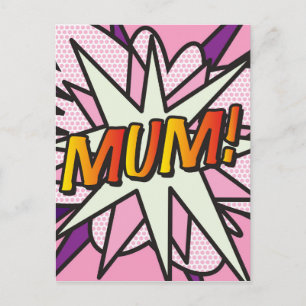 Cartão Postal Arte Pop de Quadrinhos Retrô Divertida da Mamãe