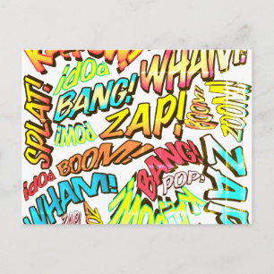 Cartão Postal Arte Pop de Quadrinhos Retrô Divertido