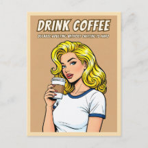 Arte Pop Humor Café Cafeína Retrô Divertido Vintag