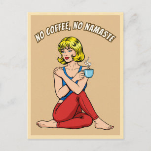 Cartão Postal Arte Pop Humor Ioga Café Vintage Retrô Engraçado