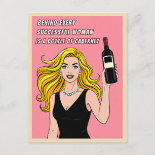 Cartão Postal Arte Pop Humor Vinho Vintage Retro Engraçado