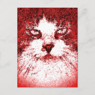 Cartão Postal Arte Pop Moderna Gato Vermelho