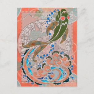 Cartão Postal Arte Popular Asiática do Mar de Paz