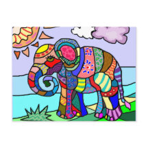 Arte popular pintura artística de elefante colorid