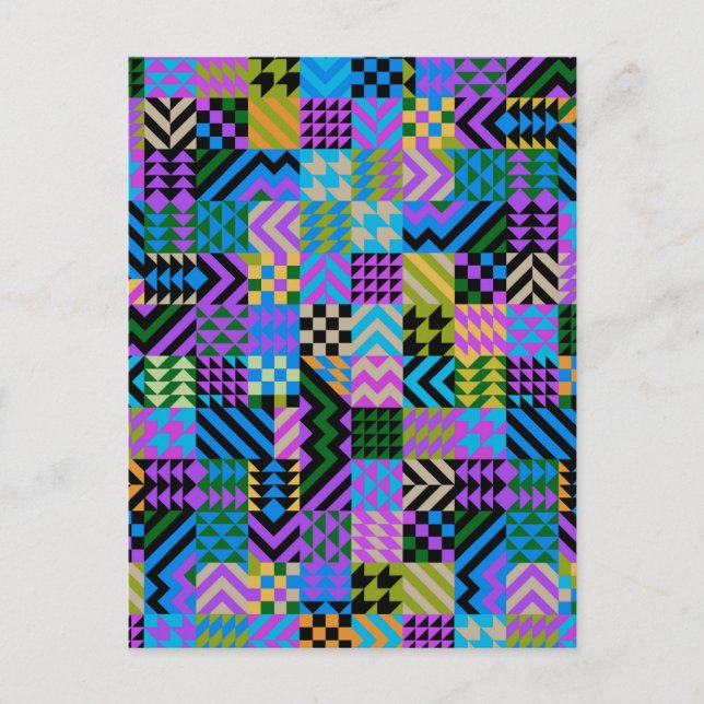 Cartão Postal Arte popular tribal - Azul (Frente)