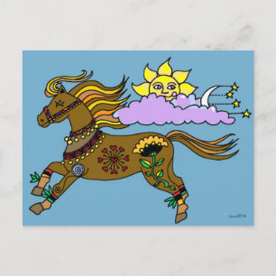 Cartão Postal Arte Popular Ucraniana Sky Pony