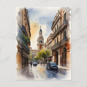 Cartão Postal Arte por aquarela de Madrid