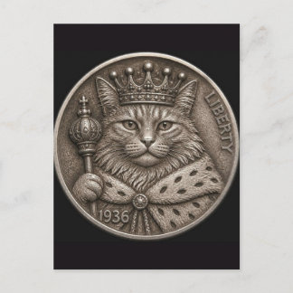 Cartão Postal Arte Real Moeda de Gato Rei de 1936 Hobo Nickel