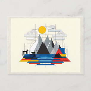 Cartão Postal Arte Remixada por IA Bauhaus Montanhas