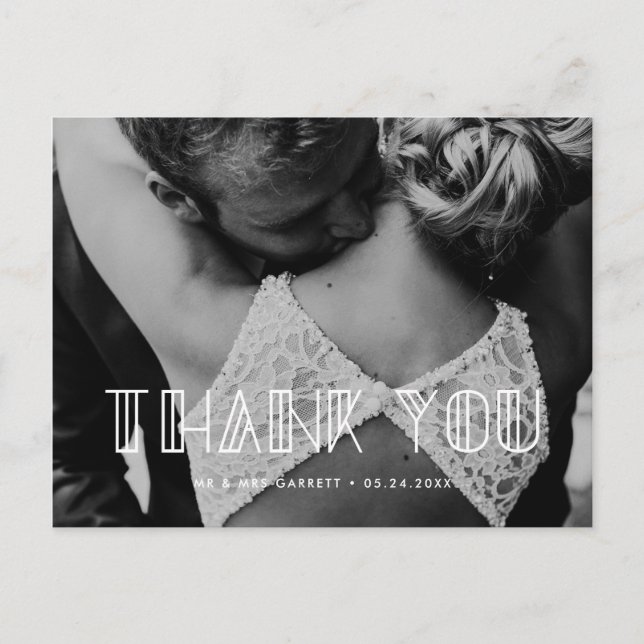 Cartão Postal Arte retro art déco agradecimento de casamento (Frente)