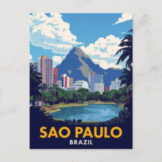 Cartão Postal Arte retrô da paisagem urbana de São Paulo Brasil