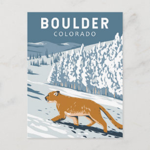 Cartão Postal Arte Retro de Viagens Boulder Colorado Cougar Vint