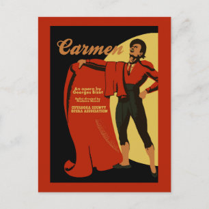 Cartão Postal Arte retrô vintage Carmen ópera (Toreador)