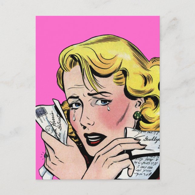 Cartão Postal Arte Romântica Vintage - Primeiro Romance Quebra (Frente)