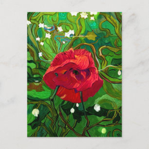 CARTÃO POSTAL ARTE ROSA VERMELHA