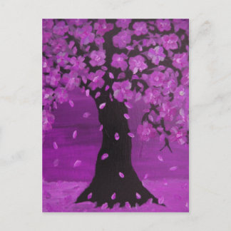 Cartão Postal Arte roxa do design da árvore da flor