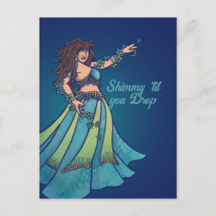 Cartão Postal Arte Rubi Turquesa Dançarina do Ventre