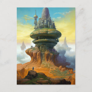 Cartão Postal Arte Sci-Fi Cidade Futurística da Alienígena