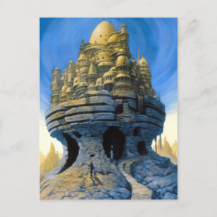 Cartão Postal Arte Sci-Fi Cidade Futurística da Alienígena