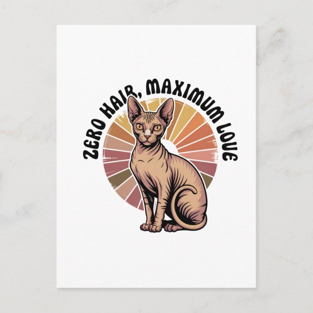 Cartão Postal Arte Sphynx Amor Máximo Cabelo Zero (Frente)