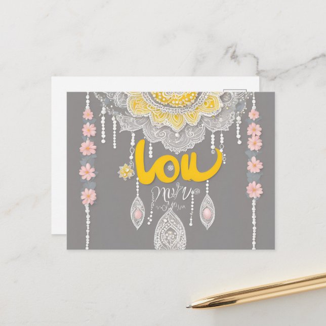 Cartão Postal Arte Sunny Cinza Lace AI (Frente/Verso In Situ)