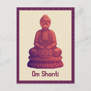 Cartão Postal Arte Sunset Buddha Pixel
