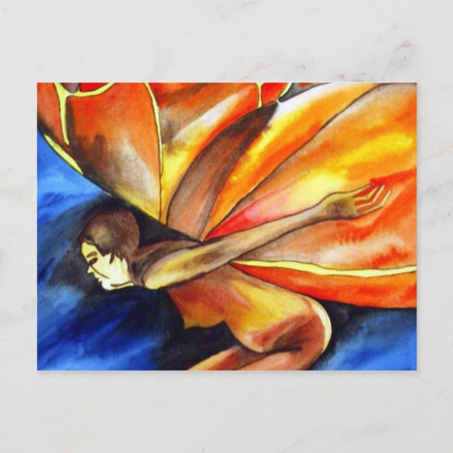 Cartão Postal Arte surreal original de fantasia da menina borbol (Frente)