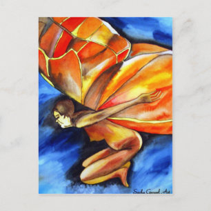 Cartão Postal Arte surreal original de fantasia da menina borbol