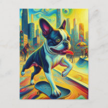 Arte Surrealista de Boston Terrier Colorido Patina