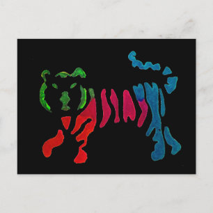 Cartão Postal Arte-tigre-stripper-arco-íris