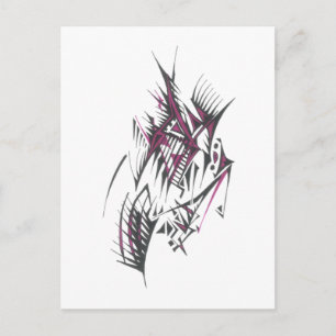 Cartão Postal Arte Tribal Abstrata Colorida Elétrica de Tatuagem