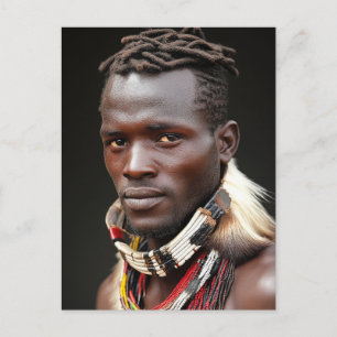 Cartão Postal Arte Tribal para um Homem Africano